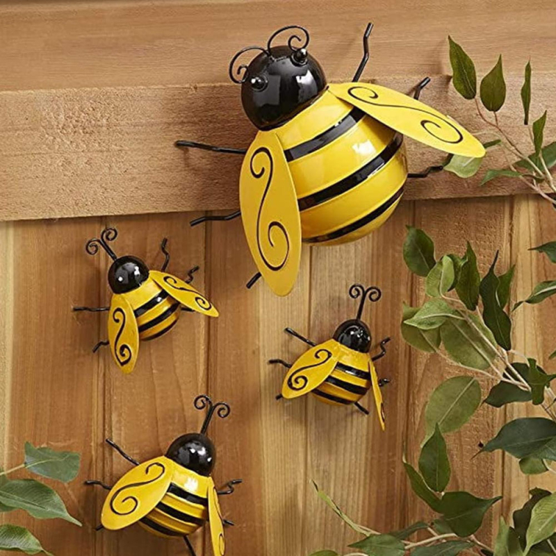 Decor de perete din fier cu albină – artă metalică în stil pastoral pentru interiorul casei