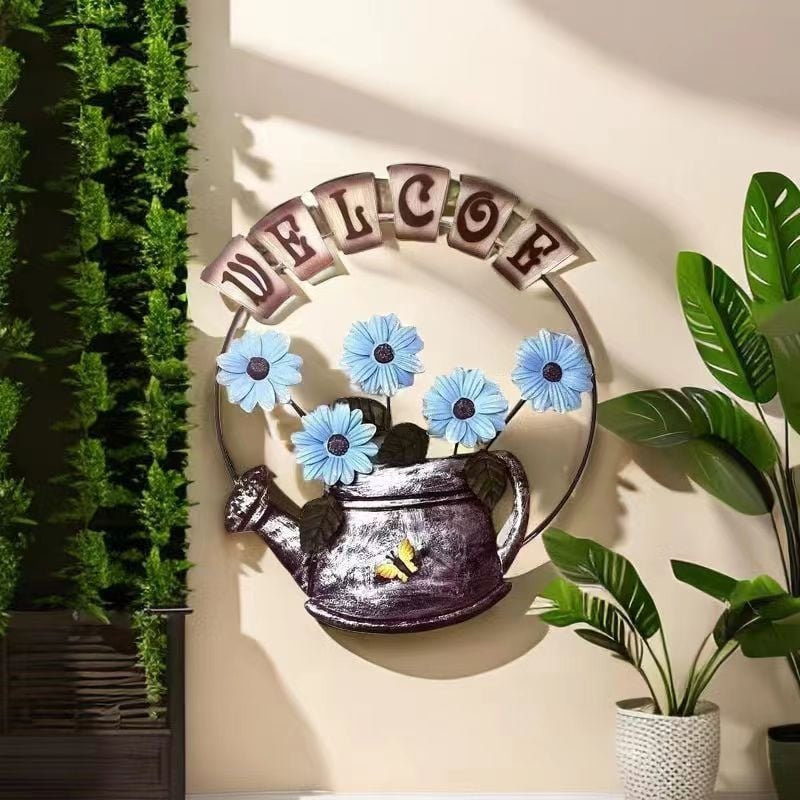 Decorațiune de perete din fier forjat pentru exterior, grădină și balcon – stil modern, lucrare semi-manuală, motiv fluture