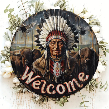 Ξύλινο κρεμαστό τοίχου από boxwood με ρουστίκ στιλ καλωσορίσματος και μοτίβο ινδιάνικου κεφαλόδεματος