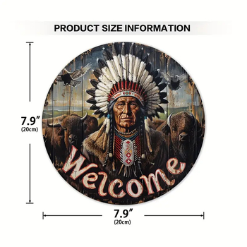 Ξύλινο κρεμαστό τοίχου από boxwood με ρουστίκ στιλ καλωσορίσματος και μοτίβο ινδιάνικου κεφαλόδεματος