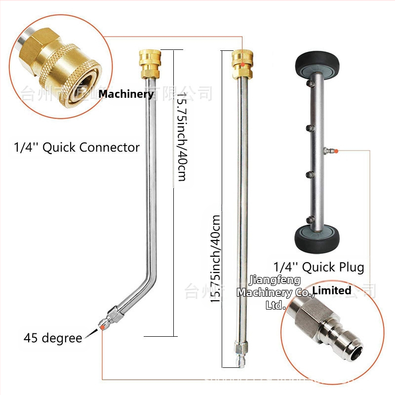 Повърхностен чистач за високо налягане, 4 отвора, 2-в-1 подов измивач, 4000 psi, глава на дюза от неръждаема стомана, дръжка от неръждаема стомана