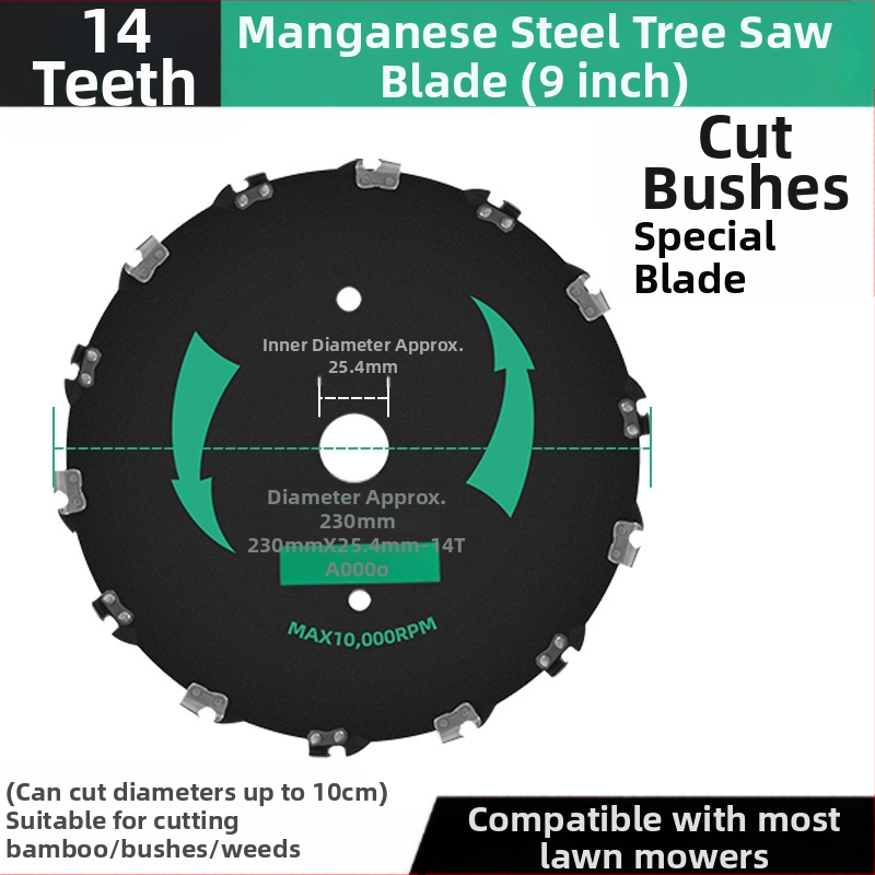 Žolės pjovimo peilis – kietas mangano plienas, universalus, apskrito skersmens pjovimo peilis mažiems medžiams ir bambukui