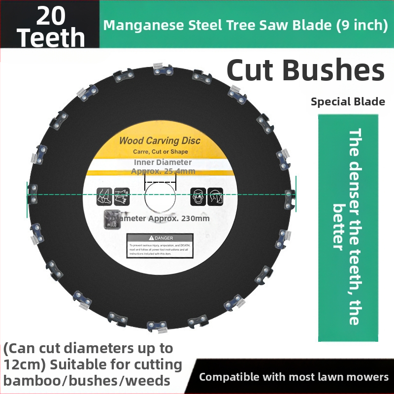 Žolės pjovimo peilis – kietas mangano plienas, universalus, apskrito skersmens pjovimo peilis mažiems medžiams ir bambukui