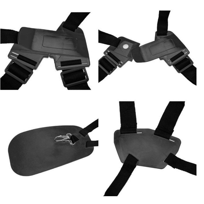 Dviguba pečių juosta žolės pjovimo įrankiams ir miško įrankiams, šoninis pakabinimas, žuvies kaulo raštas