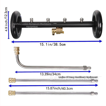 Aukšto slėgio grindų valytuvas su 4 skylėmis reguliuojamu purkštuvu, varis/nerūdijantis plienas, 4000 psi, svoris 1,9 kg