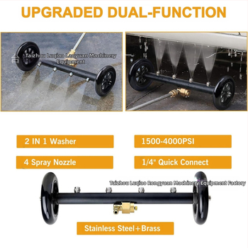 Aukšto slėgio grindų valytuvas su 4 skylėmis reguliuojamu purkštuvu, varis/nerūdijantis plienas, 4000 psi, svoris 1,9 kg