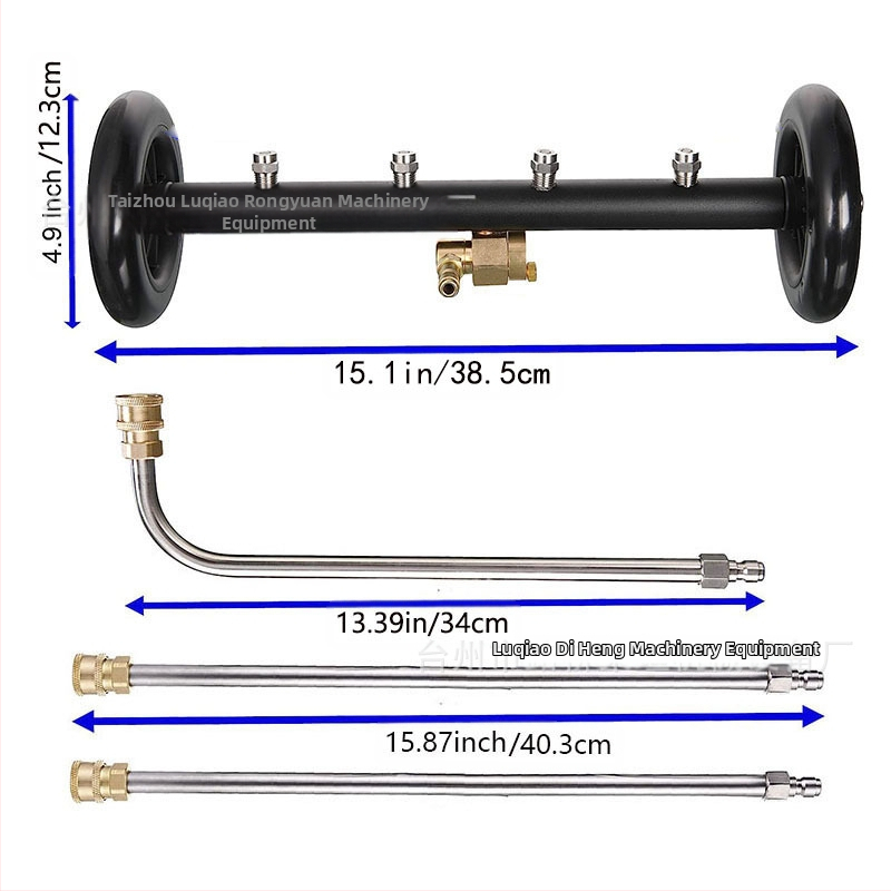 Високонапорен чистач за пода с регулируема 4-отворна дюза, медно/неръждаема конструкция, 4000 psi, тегло 1.9 кг