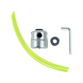 Žolės pjovimo galva – matinė aliumininė stiebelė, cilindrinis aliuminio korpusas, nepajudinamas daugiasluoksnis aliumininis cilindras, atsparus kritimui ir patvarus