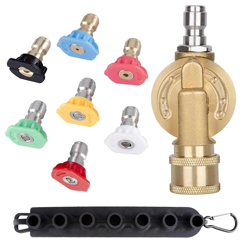 Високонапорна водоструйка за миене на автомобили с 1/4-инчово бързо свързване, 360° въртящ се конектор и удължителна пръчка