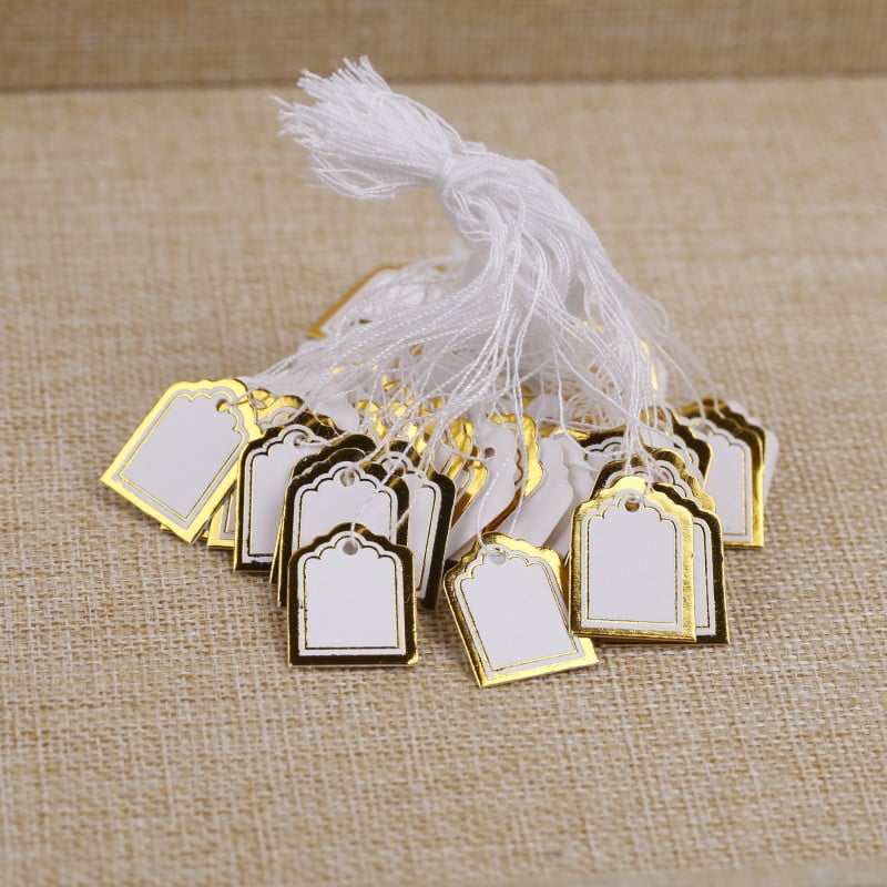 Stačiakampė papuošalų kainų etiketė, popierius, 500 vnt., 63 g pakuotėje, ekspozicijai