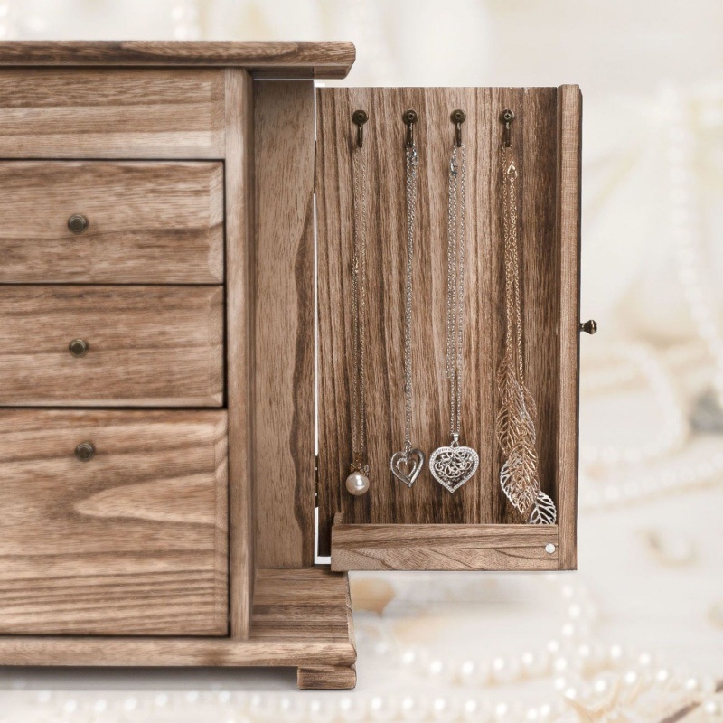 Ξύλινο κουτί κοσμημάτων, μεγάλη χωρητικότητα, πολυεπίπεδη, μάρκα Fuyongchen