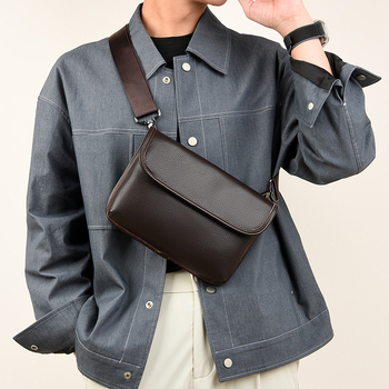 Мъжка кожена кръстосана чанта – първокласна телешка кожа, полиестрова подплата, дизайн за намаляване на натоварването, ежедневна употреба