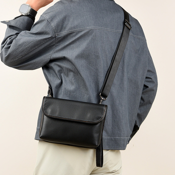 Мъжка кожена кръстосана чанта – първокласна телешка кожа, полиестрова подплата, дизайн за намаляване на натоварването, ежедневна употреба