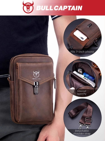 Vyriška juostinė rankinė iš Crazy Horse odos, pirmosios kartos karvių oda, kryžminis dirželio dizainas, tikra oda, verslo kelionėms