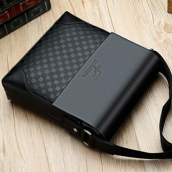 Мъжка чанта през рамо от PU кожа, геометричен принт, полиестерна подплата, за бизнес пътуване