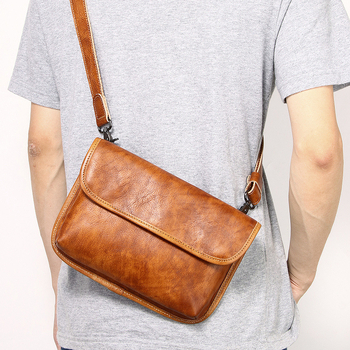 Vyrų odinė per petį rankinė, viršutinio sluoksnio galvijų oda, miesto minimalistinis stilius, kvėpuojanti, vasara 2025