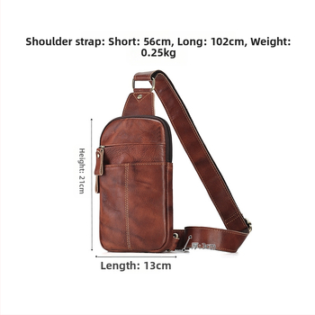 DUJIANG Vyriška krūtinės rankinė iš natūralios odos, aukštos kokybės karvės odos, atspari dėvėjimui, Europos ir Amerikos retro stilius