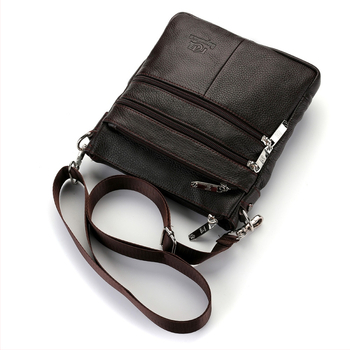 Мъжка кожена чанта през рамо – кожа от първи слой, водоустойчива, ултралека, защита срещу кражба, голям капацитет