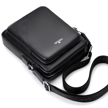 Мъжка чанта за рамо за бизнес пътуване (естествена кожа, 9-инчов лаптоп, износоустойчива)