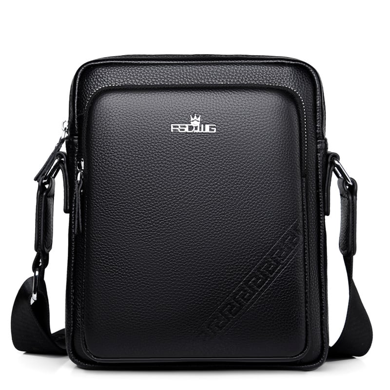 Мъжка чанта за рамо за бизнес пътуване (естествена кожа, 9-инчов лаптоп, износоустойчива)