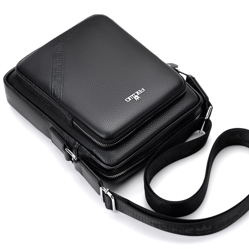 Мъжка чанта за рамо за бизнес пътуване (естествена кожа, 9-инчов лаптоп, износоустойчива)