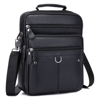 Vīriešu ādas plecu soma - īsta āda, pirmās kārtas govju āda, poliestera oderējums, biznesa pārvadāšanas stils, modelis 6008