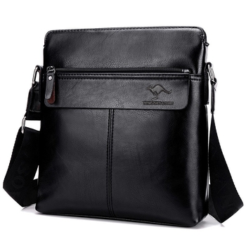 Vīriešu pleca soma ar vertikālu biznesa dizainu, PU āda, poliestera iekšpuse, vienkrāsains dizains, derīgs 10 collu klēpjdatoram