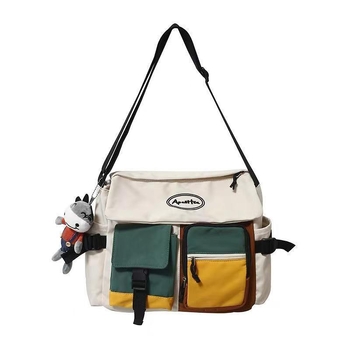 Мъжка месинджър чанта, уличен стил, нейлон, универсална, джоб за камера