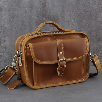 Férfi crossbody táska, valódi bőr, felső réteg marhabőr, kopásálló, Yue Long