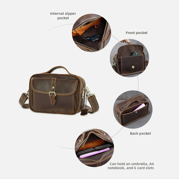 Мъжка чанта през рамо, естествена кожа, кожа от първи слой, износоустойчива, марка Yue Long