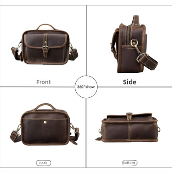 Мъжка чанта през рамо, естествена кожа, кожа от първи слой, износоустойчива, марка Yue Long