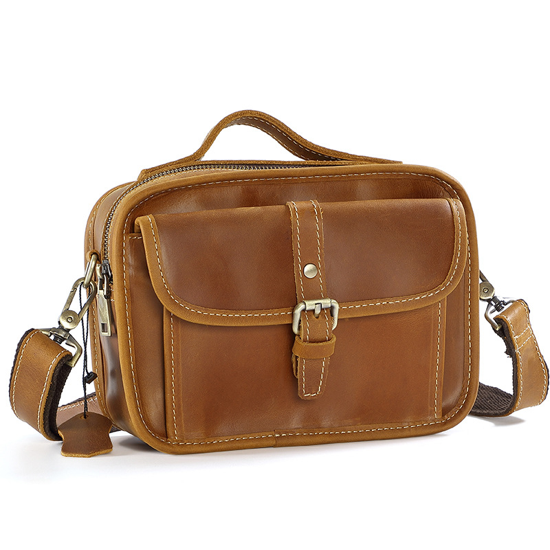 Férfi crossbody táska, valódi bőr, felső réteg marhabőr, kopásálló, Yue Long