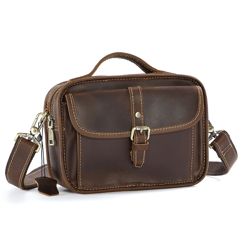 Férfi crossbody táska, valódi bőr, felső réteg marhabőr, kopásálló, Yue Long