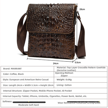 Мъжка презрамкова чанта (Естествена кожа, кожа от горния слой, памучна подплата, износоустойчива)