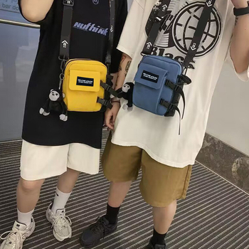 Мъжка кръстосана чанта през рамо, найлон, уличен стил, дишаща материя, модел с букви, пролет 2025