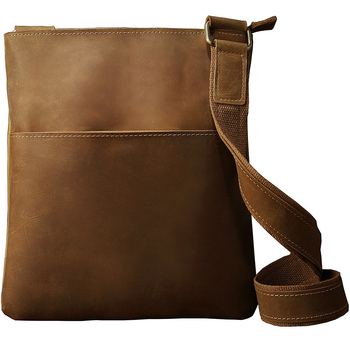 Vīriešu pleca soma no īstas ādas Crazy Horse, vertikāla dizaina; modelis 3358, pirmais slāņa liellādas āda, odere poliester, vienkrāsaina