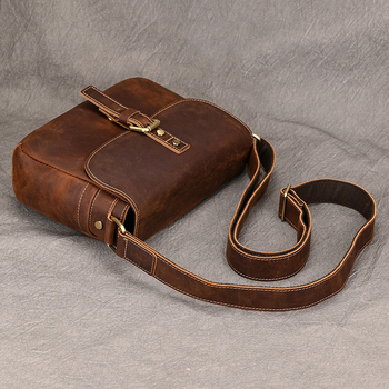 Vīriešu pleca soma no īstas ādas, pirmā slāņa teļa āda, izturīga pret nolietojumu, retro stils, piemērota brīvā laika ceļojumiem