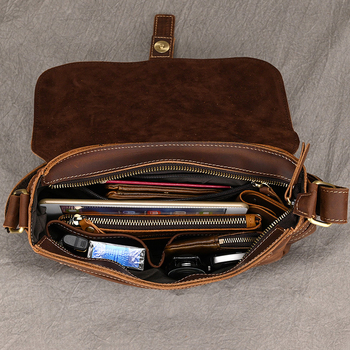 Vīriešu pleca soma no īstas ādas, pirmā slāņa teļa āda, izturīga pret nolietojumu, retro stils, piemērota brīvā laika ceļojumiem