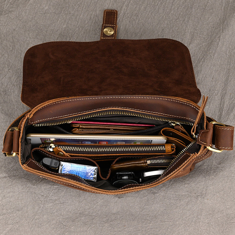 Vīriešu pleca soma no īstas ādas, pirmā slāņa teļa āda, izturīga pret nolietojumu, retro stils, piemērota brīvā laika ceļojumiem