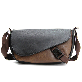 Vīriešu pleca soma - minimalistisks horizontālais dizains, retro pilsētas stils; PU materiāls, poliestera odere, vienkrāsains raksts; ultralēta, izturīga pret nolietojumu