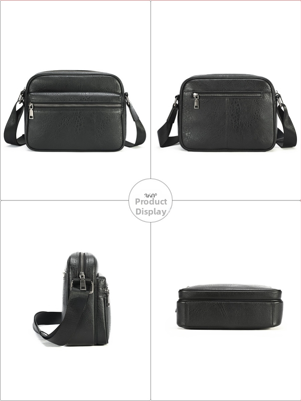 Vīriešu plecu soma no īstas ādas ar augšējā slāņa govs ādas tekstūru, pilsētas minimalistisks dizains, nodilumizturīga.