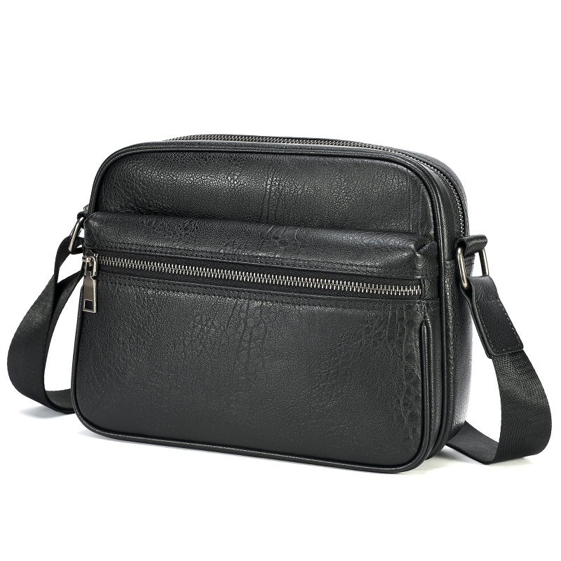 Vīriešu plecu soma no īstas ādas ar augšējā slāņa govs ādas tekstūru, pilsētas minimalistisks dizains, nodilumizturīga.