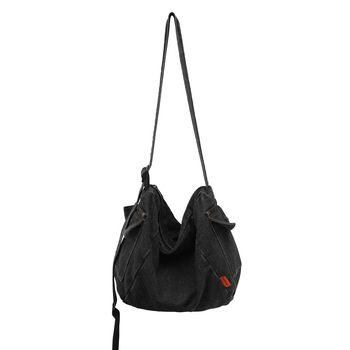 Τσάντα στον ώμο από τζίν, οριζόντια τετράγωνη μορφή, φρέσκος και γλυκός στυλ, φερμουάρ, επένδυση πολυεστέρα, εσωτερική τσέπη με φερμουάρ