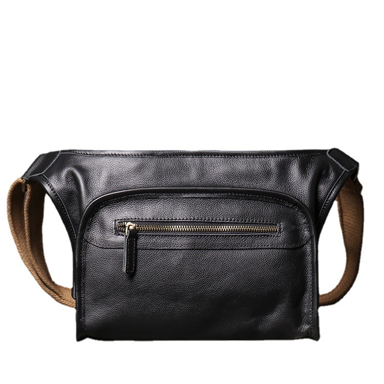 Férfi street-stílusú crossbody táska valódi bőrből, nagy kapacitás, terheléscsökkentő dizájn