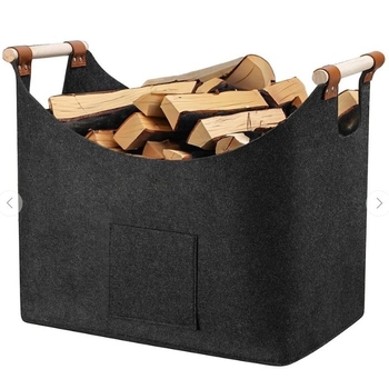 Filcből készült tűzifa hordtáska, modern minimalist stílusú tároló