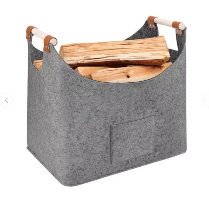 Filcből készült tűzifa hordtáska, modern minimalist stílusú tároló