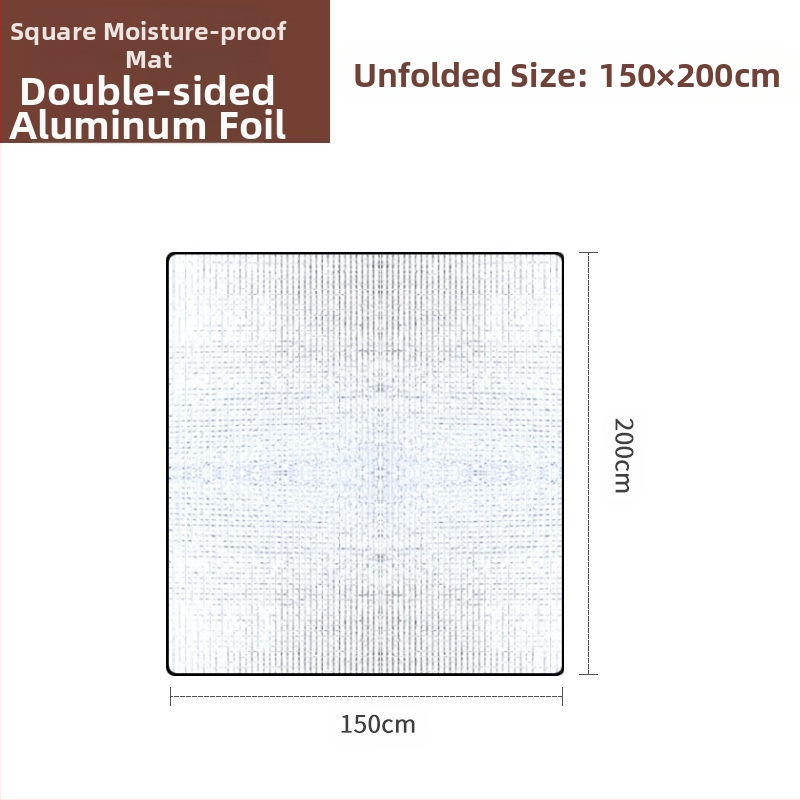 Alumīnija plēves EVA kempinga paklājs — abpusēji mitrumizturīgs, ūdensizturīgs, aukstumizturīgs; svars 0,3 kg; piemērots 4-8 personām