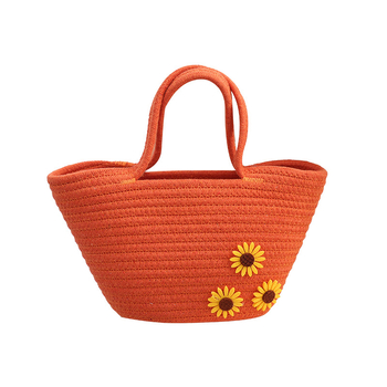 Floral Satchel női táska, Dumpling táska, pamutfonalból, friss és édes stílus, virágos mintával margaréta és napraforgó