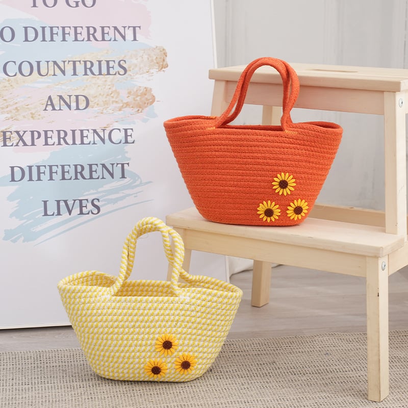 Floral Satchel női táska, Dumpling táska, pamutfonalból, friss és édes stílus, virágos mintával margaréta és napraforgó