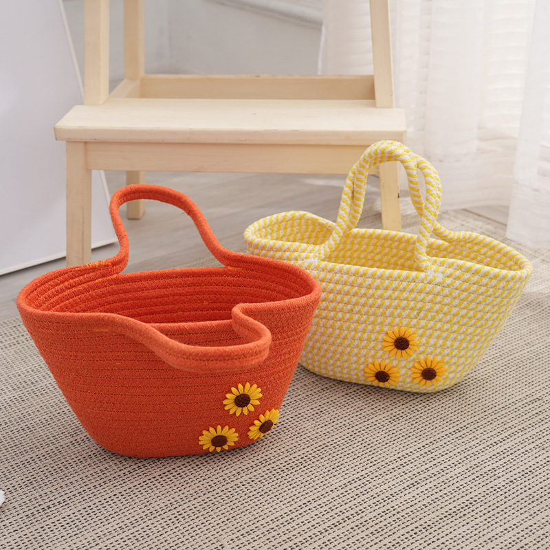 Floral Satchel női táska, Dumpling táska, pamutfonalból, friss és édes stílus, virágos mintával margaréta és napraforgó
